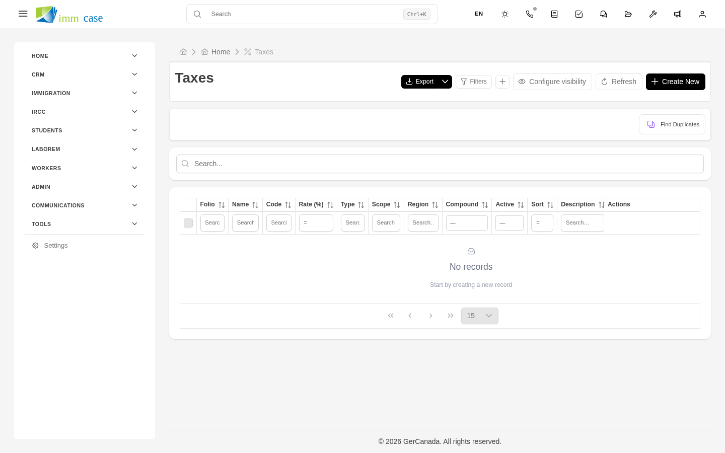 Screenshot: quote footer with subtotal, list of applied taxes, and total