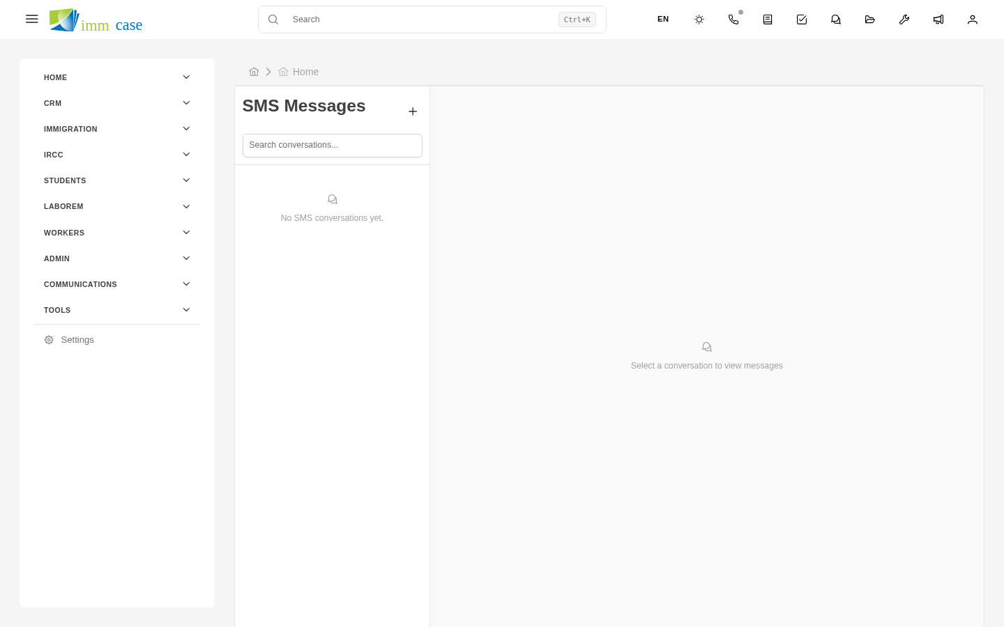 Screenshot: SMS send form with character counter