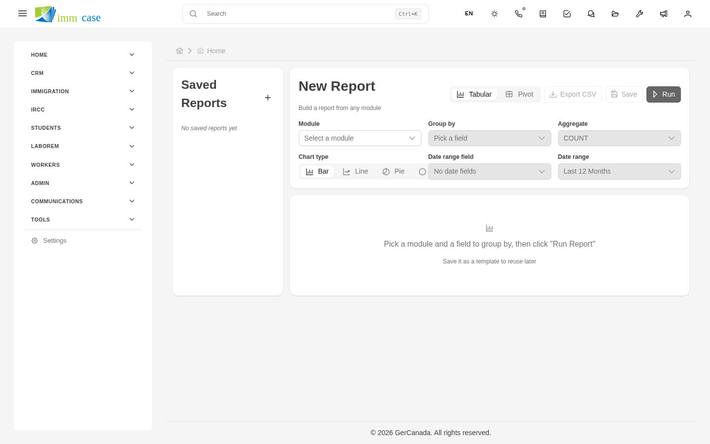 Screenshot: executed report showing table with cases closed per consultant and a bar chart