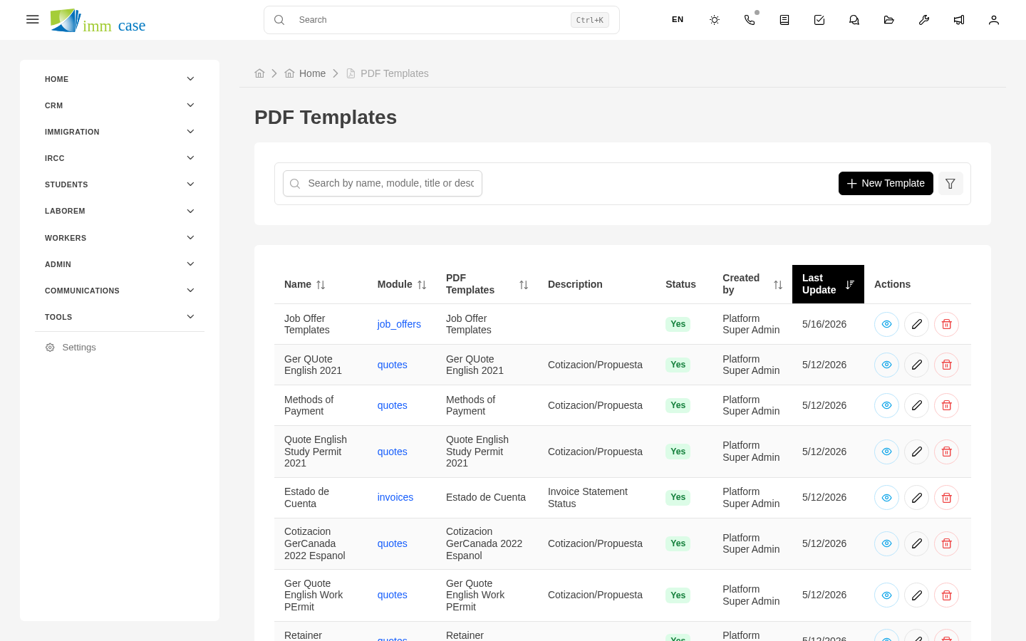 Screenshot: template editor with tokens inserted in the body