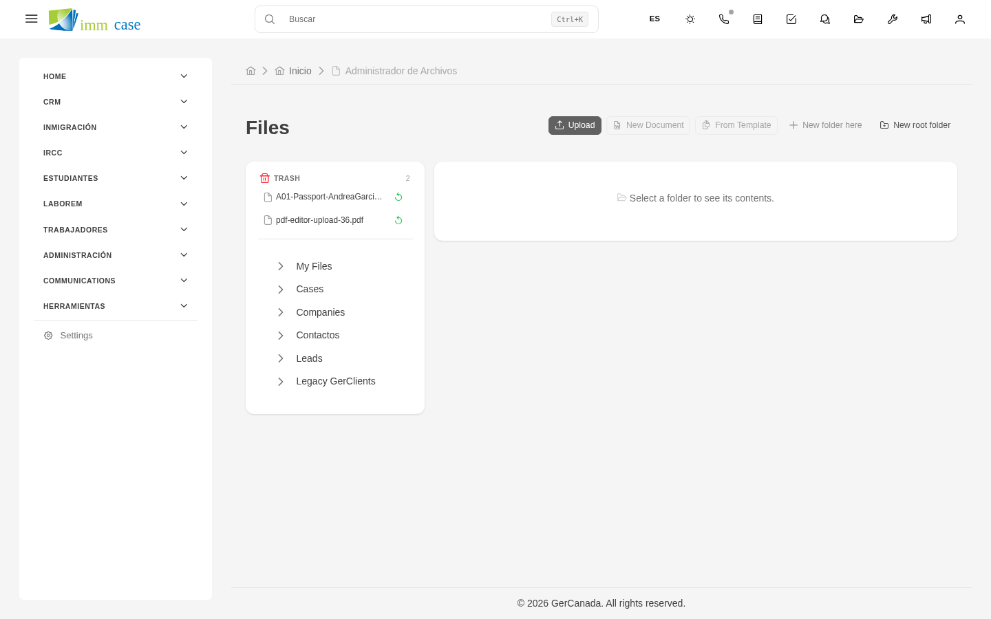 Screenshot: gestor de archivos con árbol de carpetas y lista de archivos