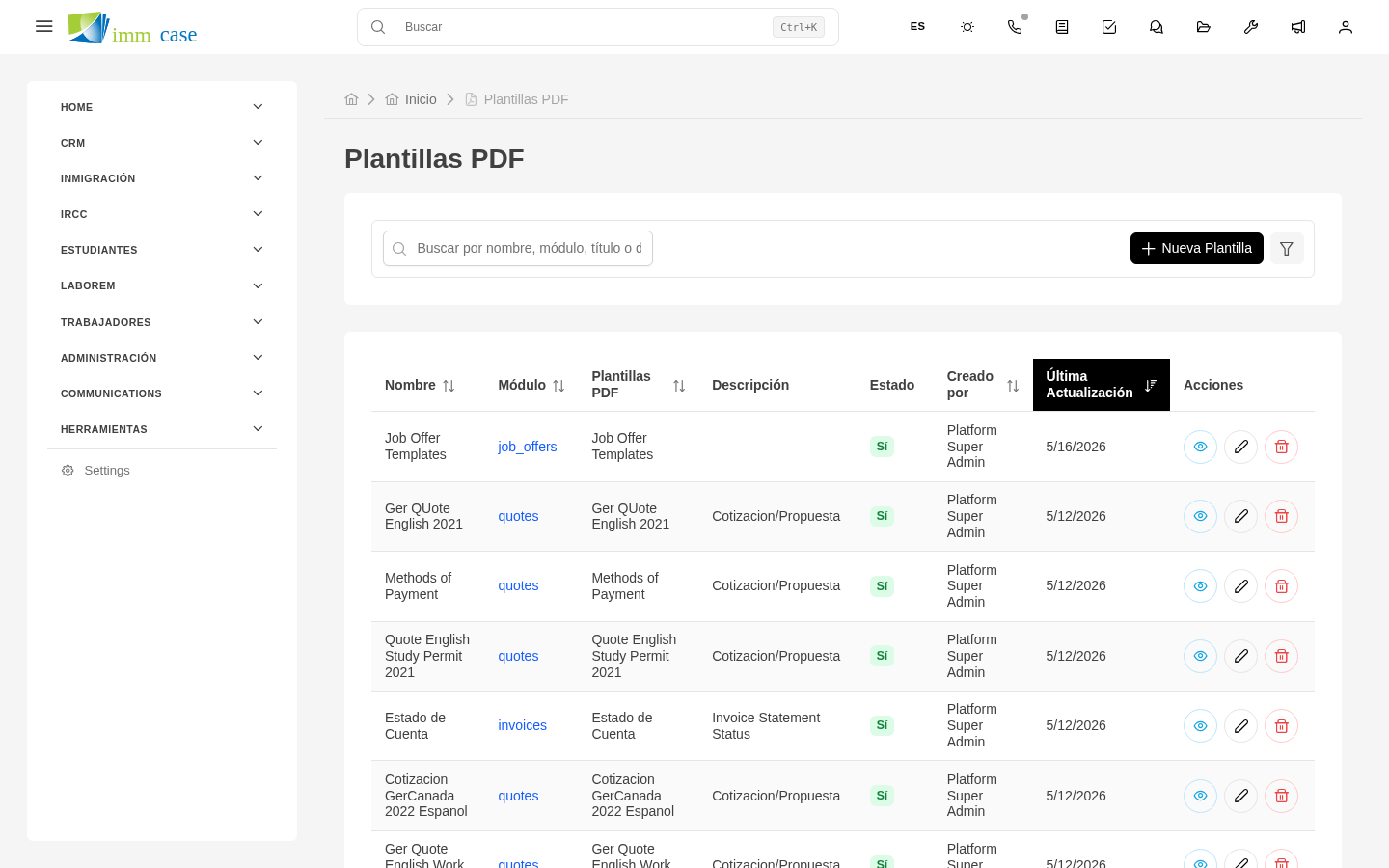 Screenshot: previsualización de un PDF generado con datos del caso