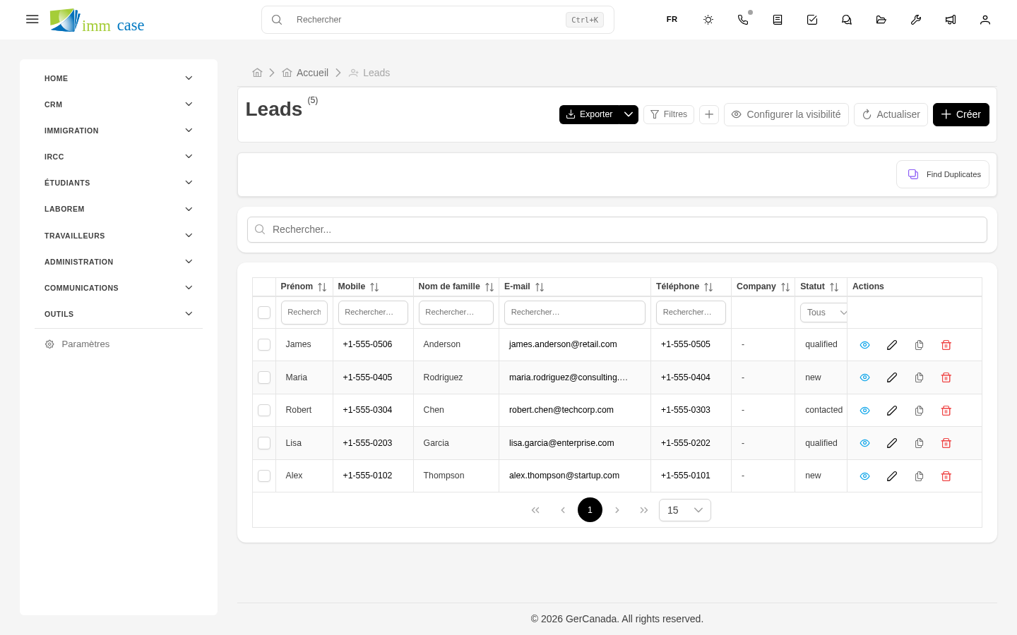 Capture d'écran : vue kanban de Prospects avec colonnes par statut d'entonnoir