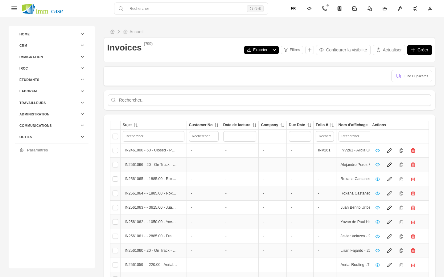 Capture d'écran : formulaire de facture avec renseignements fiscaux, lignes et total